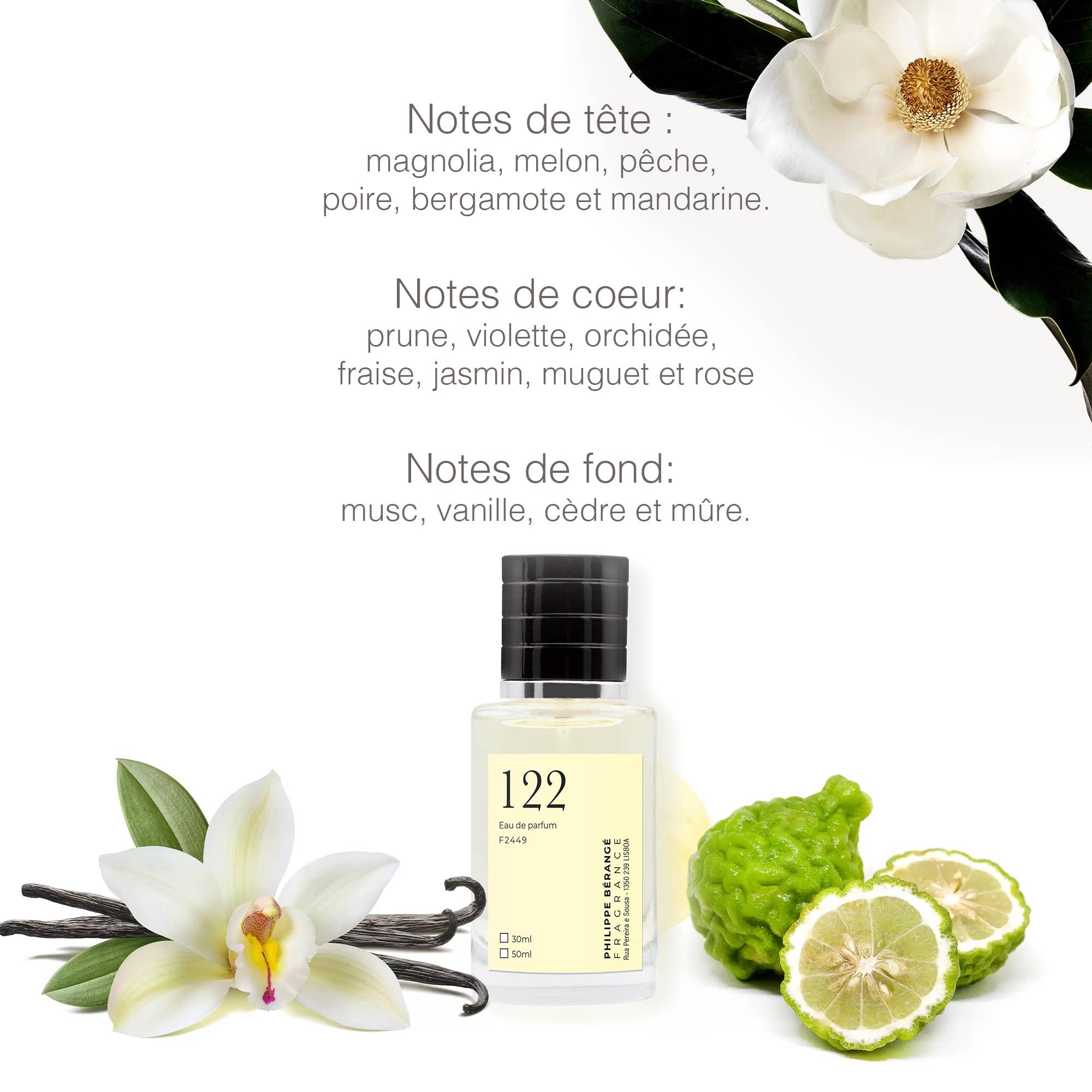 122 Femme – Eau de Parfum Inspirée de J’ADORE – Florale & Fruitée – Sélectionnée par HYJÉA France 30 ML - HYJÉA