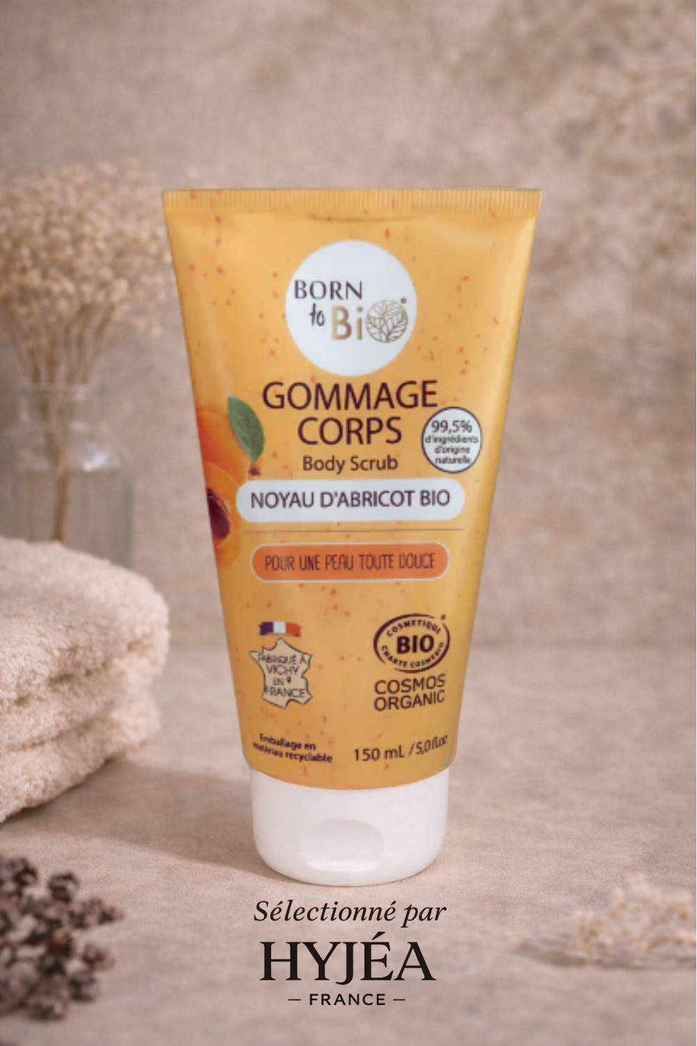 Gommage Corps Noyau d’Abricot Certifié Bio – Born to Bio 150 ml