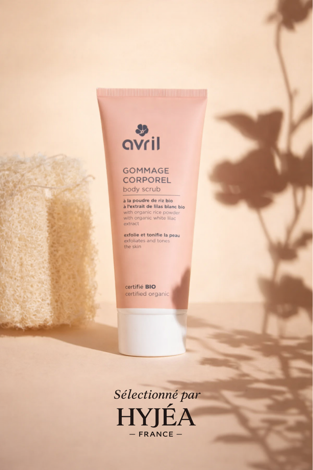 Gommage Corporel Certifié Bio – Avril À la poudre de riz bio – Extrait de lilas blanc bio