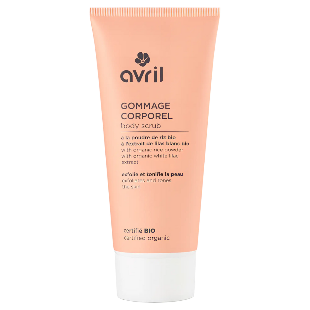 Gommage Corporel Certifié Bio – Avril À la poudre de riz bio – Extrait de lilas blanc bio