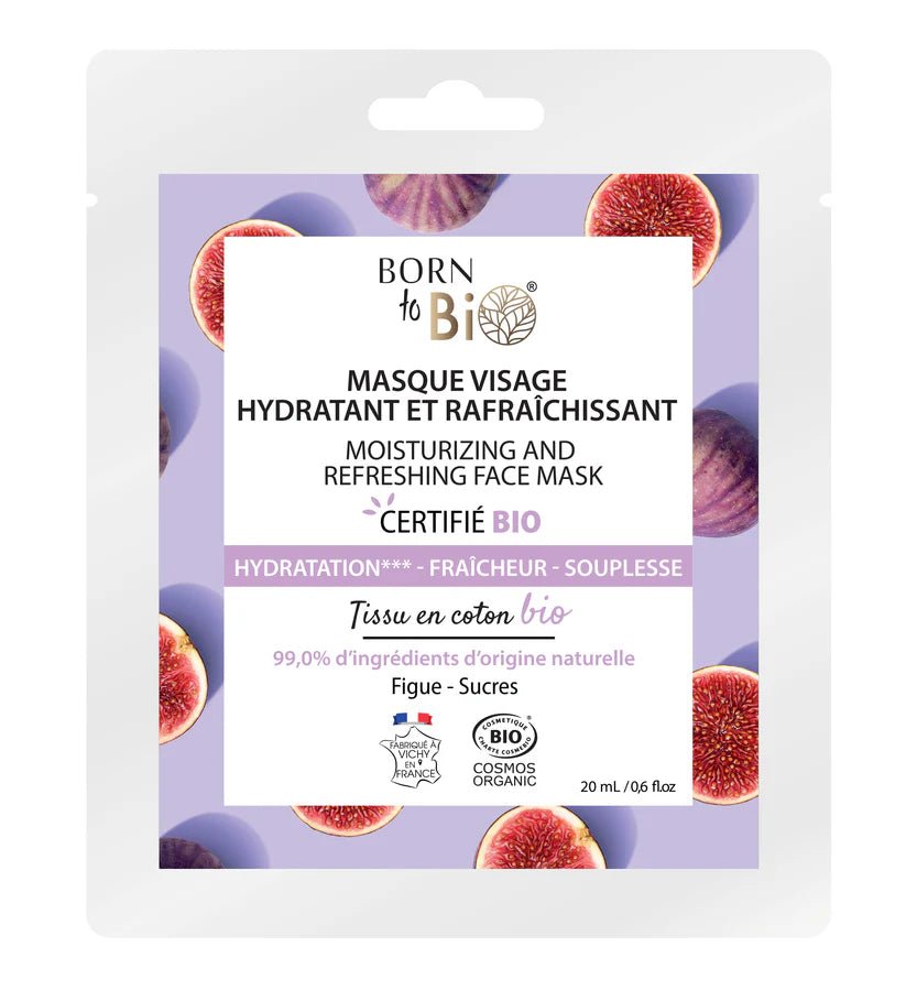 Masque Visage Hydratant & Rafraîchissant – Born to Bio En coton bio – Figue bio (Provence) – Sucres végétaux 20 ml - HYJÉA