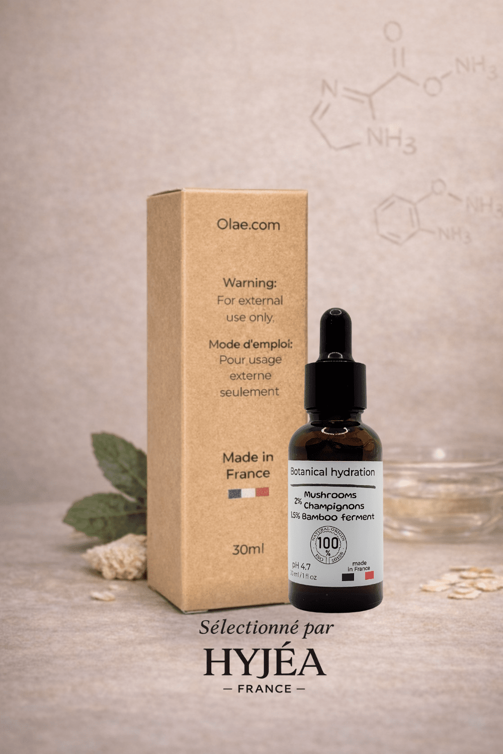Sérum Hydratation Botanique Champignons & bambou – 100 % d’origine naturelle – Vegan – 30 ml - HYJÉA