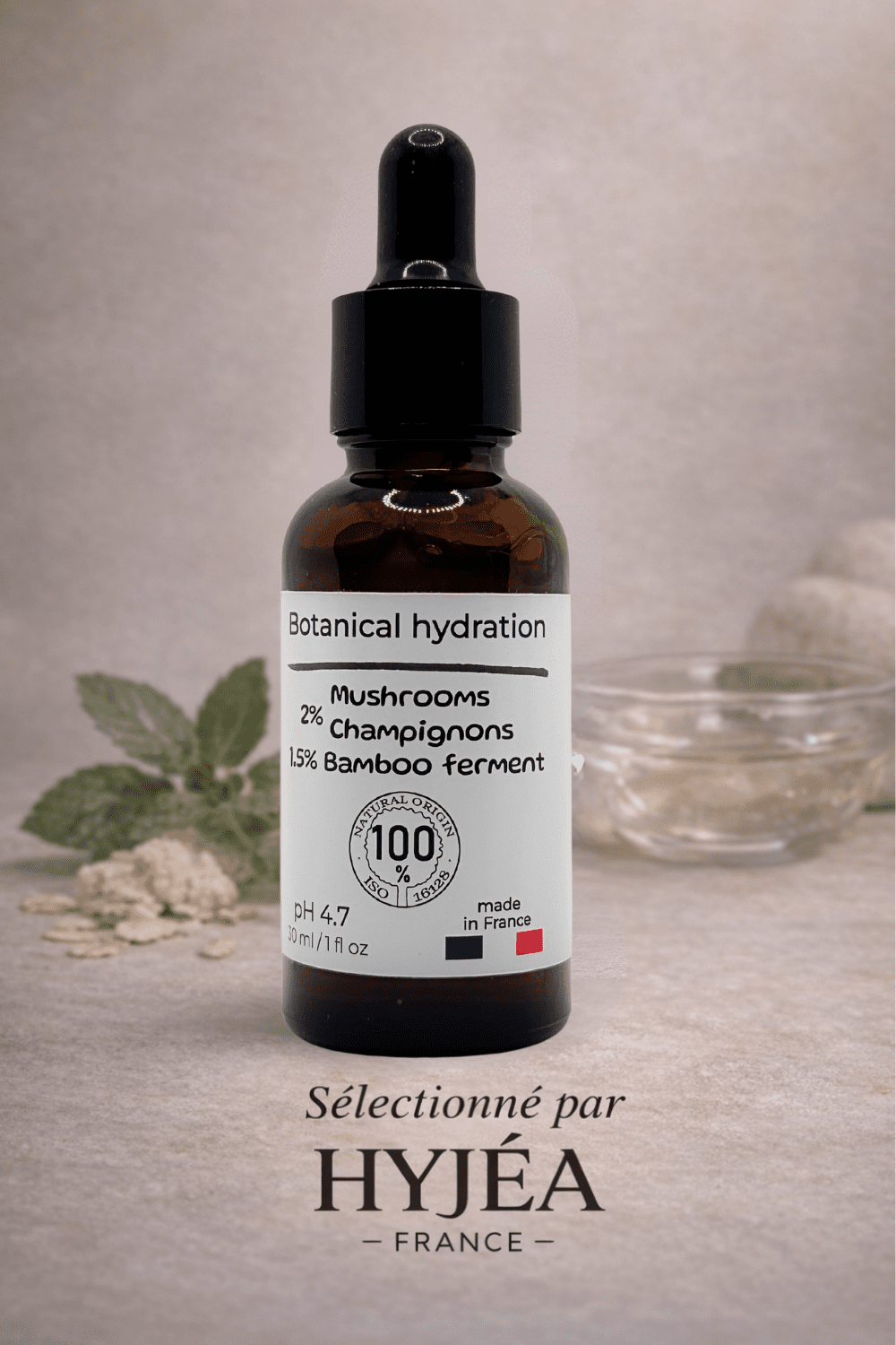 Sérum Hydratation Botanique Champignons & bambou – 100 % d’origine naturelle – Vegan – 30 ml - HYJÉA
