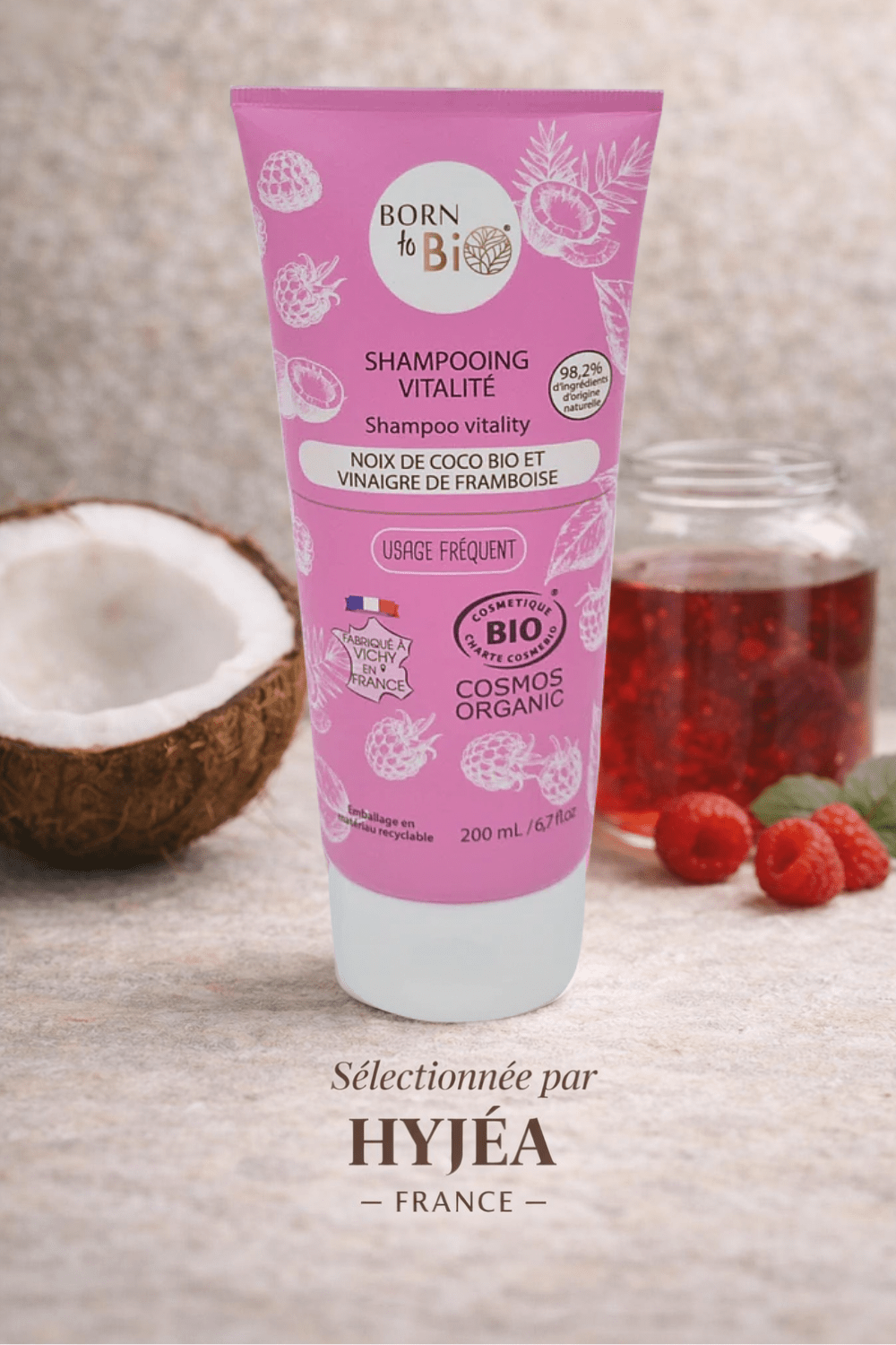Shampooing Noix de Coco et vinaigre de framboise (Cheveux Normaux ) Born To BIO - Certifié Bio - HYJÉA